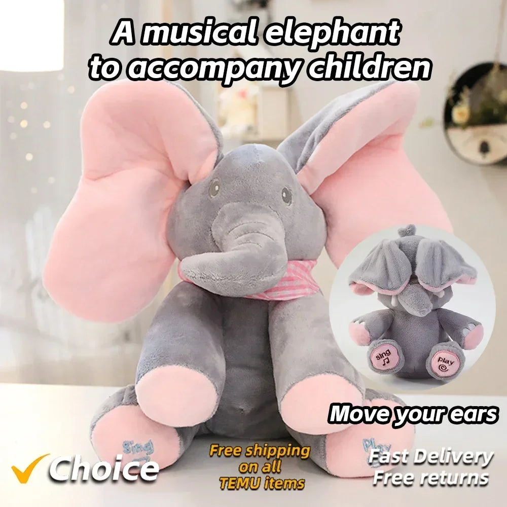 2025 Interactive Musical Elephant Plush Toy for Babies - Hide-and-Seek Game Gift